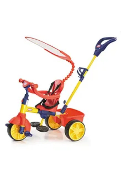 Little Tikes 4-in-1 Primary Tricycle - Red/Yellow, Safety Harness, Adjustable...