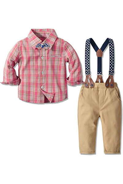 OEM Light pink/khaki suit for boys, ideal for events, 2 pieces, 1-2 years, 90 cm