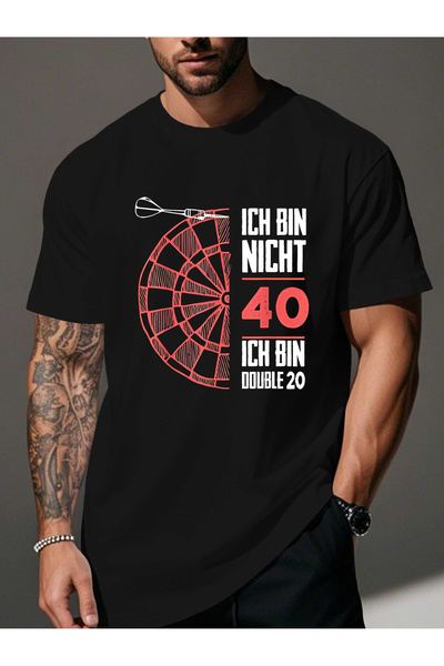 Aura YIO تيشيرت رجالي مطبوع عليه الكلمات "Ich Bin Nicht 40 Ich Bin Double 50....