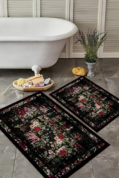 VİVİCAHOME Yıkanabilir Kaymaz Tabanlı 2'li Banyo Paspası Takımı Şık Tasarım B...
