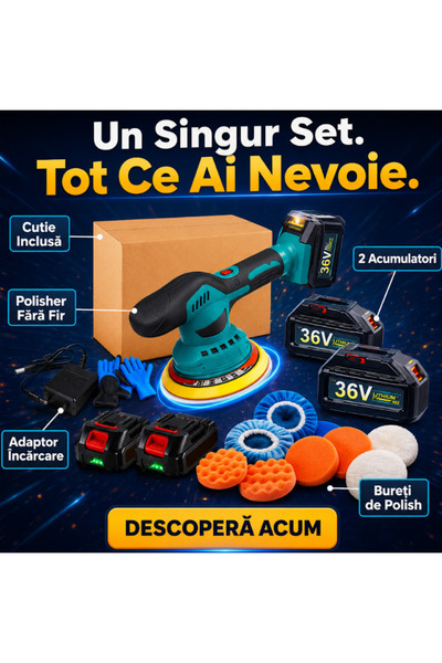 OEM Aparat Polish Auto cu 2 acumulatori 36V, fara fir, portabil (RO-V01) (Tre...