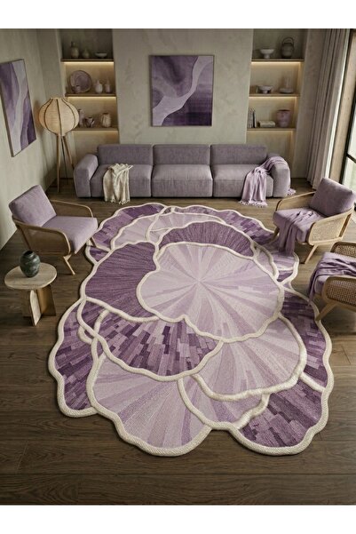 Rugs Modern Halı sdtttt Mor Renkli Modern Organik Formlu Pastel Minimalist Do...