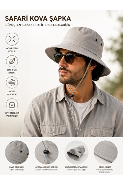 Sadık Collection +50 Sun Protection Unisex Summer Foldable Safari Hat 1805