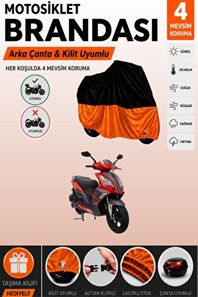 Cemku Double Black Top - Orange Bottom, Rear Bag Compatible Mondial 125 Mash ...