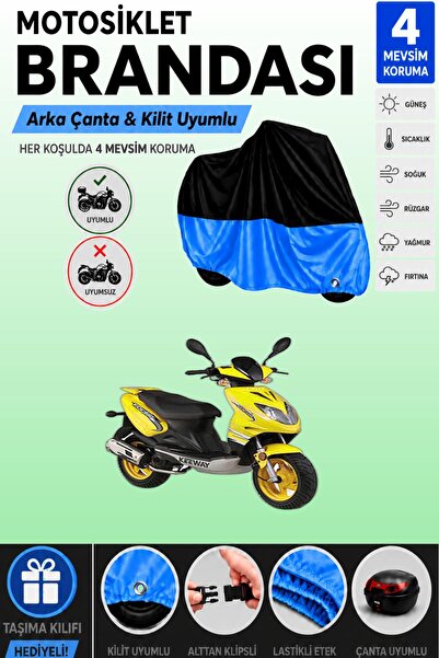 Cemku Double Black Top - Blue Bottom, Rear Bag Compatible Keeway Focus 125 Mo...