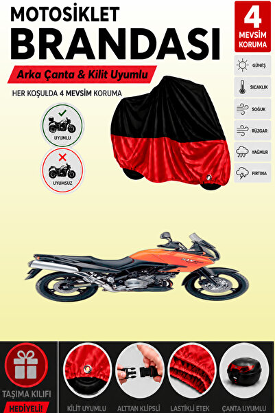 Cemku Double Black Top - Red Bottom, Rear Bag Compatible Kawasaki Klv 1000 Mo...