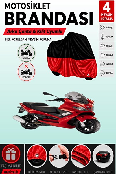 Cemku Double Black Top - Red Bottom, Rear Bag Compatible Gilera Nexus 250 Mot...