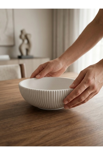 DEKOREA HOME Mermer Görünümlü Taş Tozu Dekoratif Kase - Çok Amaçlı Modern Ev ...