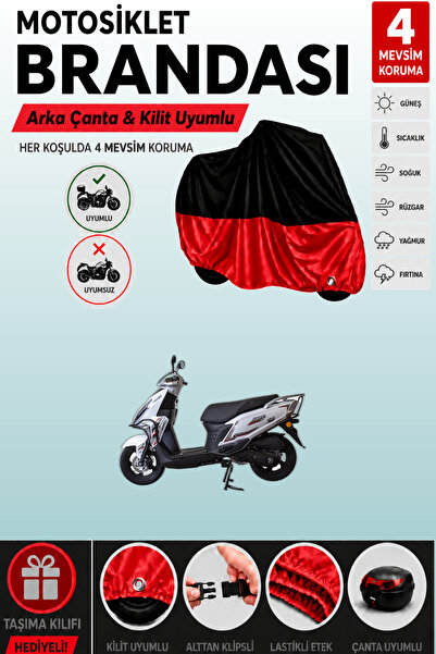 Cemku Double Black Top - Red Bottom, Rear Bag Compatible Falcon Mocco 50 Moto...