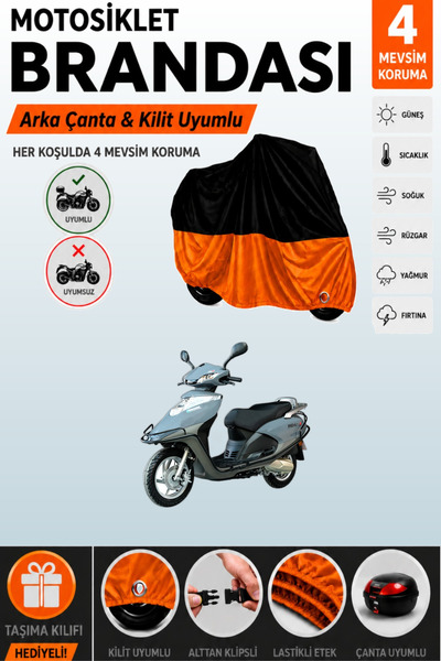 Cemku Double Black Top - Orange Bottom, Rear Bag Compatible Arora Special 125...