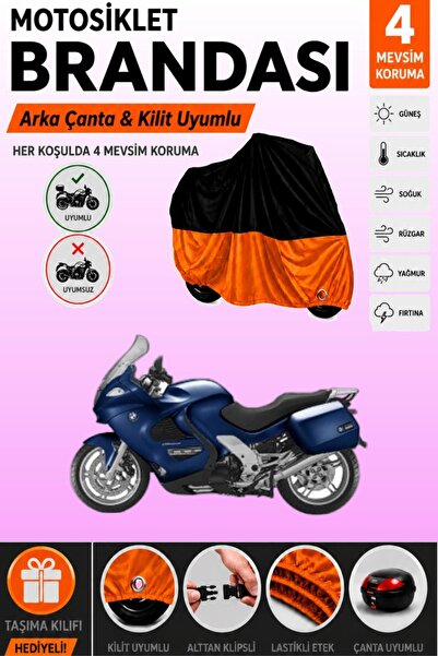 Cemku Double Black Top - Orange Bottom, Rear Bag Compatible Bmw K 1200 Gt Mot...