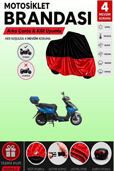 Cemku Double Black Top - Red Bottom, Rear Bag Compatible Falcon Nitro 50 Moto...