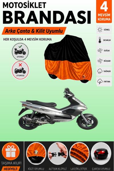 Cemku Double Black Top - Orange Bottom, Rear Bag Compatible Piaggio Runner 18...