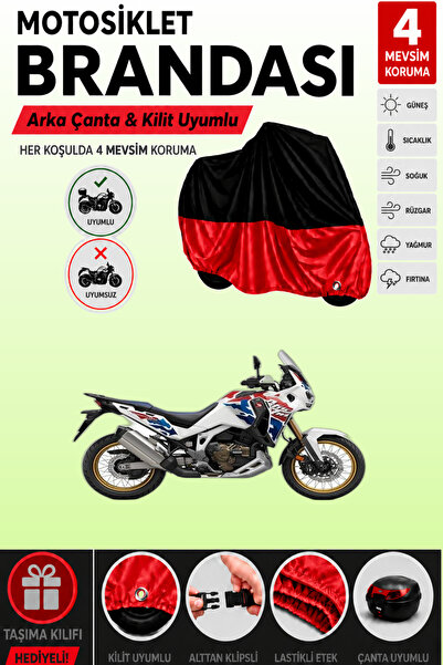 Cemku Double Black Top - Red Bottom Motorcycle Canvas Cover for Honda Crf1100...