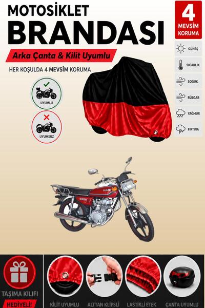 Cemku Double Black Top - Red Bottom, Rear Bag Compatible Kuba Km125-6 Motorcy...