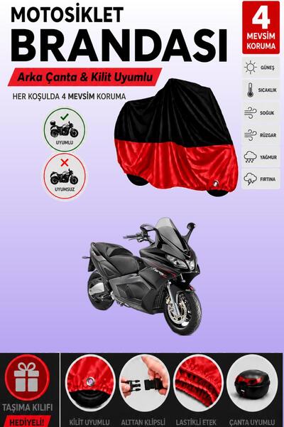 Cemku Double Black Top - Red Bottom, Rear Bag Compatible Aprilia Srv 850 Ie A...