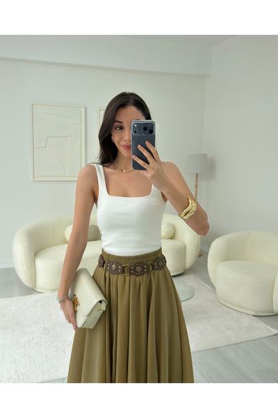 LUUNA STORE White Wide Strap Cotton Tank Top