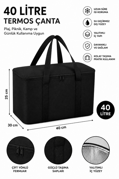Timburly 40-litarska termo torba, izolovana za piknik, kampovanje, plažu i sv...