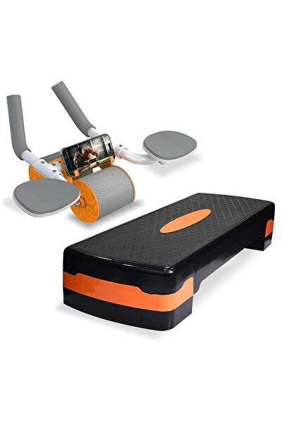 SKY LAND Aerobic Stepper & Ab Roller EM-9237-O+EM-9362 Home Gym Core & Cardio...