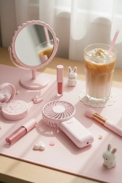 Miniso Macaron Serisi 1200mAh Taşınabilir Mini El Fanı – Pembe Renkli Şarj Ed...