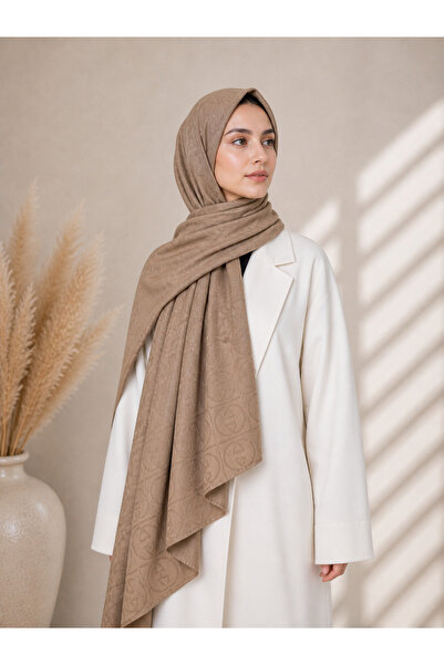 Bilenler Dubai Jacquard Shawl Dark Beige – Non-Slip – Soft and Flowing Fabric