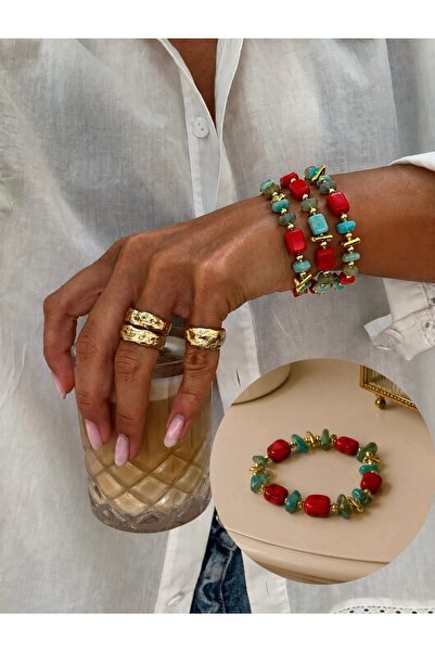 FloresDeCarnaval Mercado Coral Beaded Bracelet & Anklet