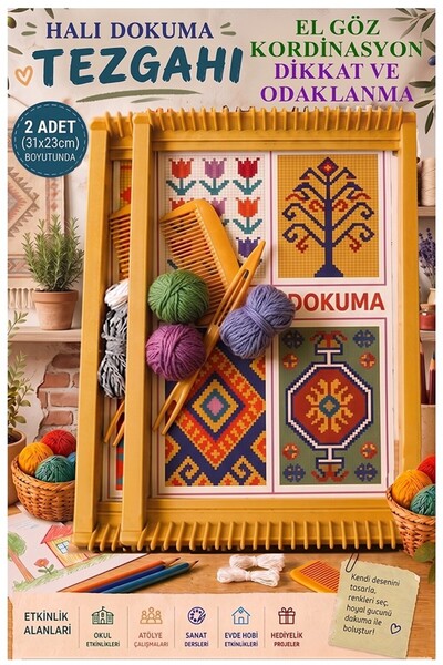 Artmaster Halı Dokuma Tezgahı Plastik 23x31 cm 2 Paket Okul Çocuk Hobi Elişi ...