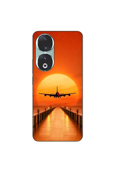 OEM Husa compatibila cu Honor 90 5G Silicon Gel Tpu Model Airplane Sunset