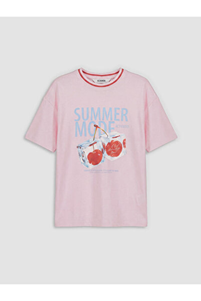 LC Waikiki Rmz Gi̇yi̇m Farkiyla Zero Roba Collar Printed Girls' T-Shirt