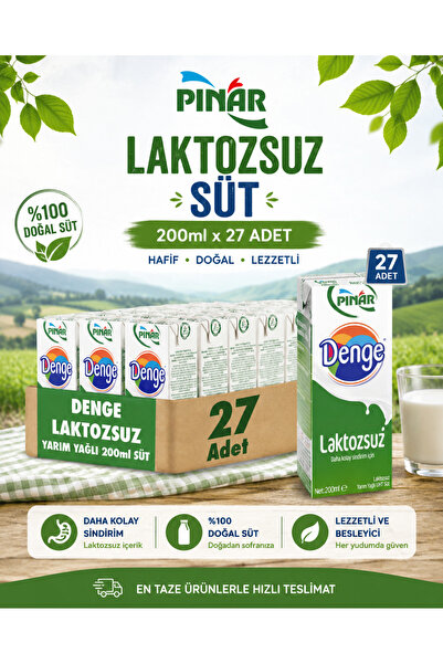 Pınar Laktozsuz Süt 200 ml x 27 Adet