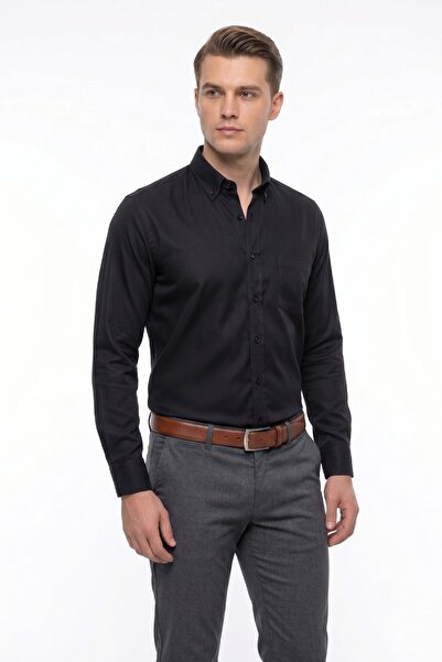 ADVANTE Men's Classic Collar Buttoned Single Pocket Long Sleeve Shirt Bgl-St0549