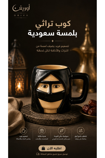 Oriva Saudi Arabian Heritage Coffee Cup with Elegant Feminine Design – Luxuri...