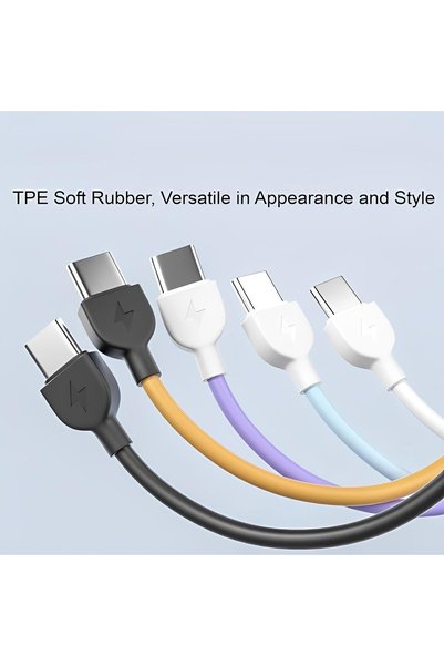 Faturatuk كابل نوع C ملون قصير من USB C إلى USB C للشحن السريع - قطعة واحدة 3.0