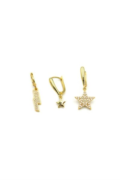 atastore2017 3-Piece Jewelled Hoop Earrings - Gold