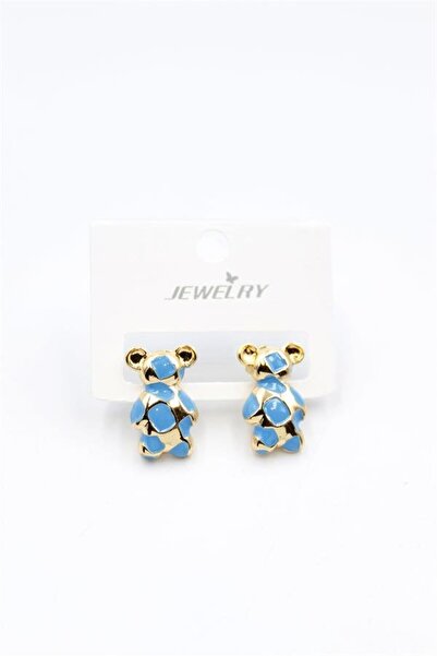 atastore2017 Enameled Teddy Bear Earrings - Turquoise