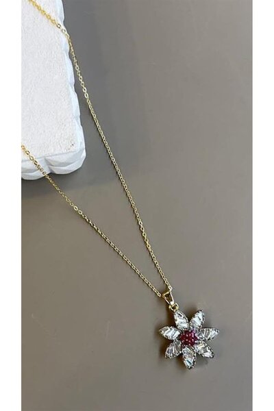 atastore2017 Stone Flower Necklace - Gold