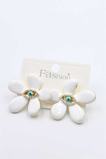 atastore2017 Enameled Flower Earrings - White