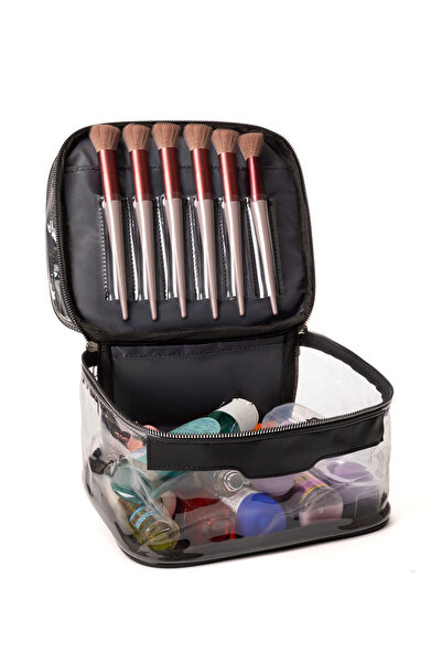 NS reliable Double Layer Transparent Pvc Makeup and Jewelry Bag Waterproof Tr...