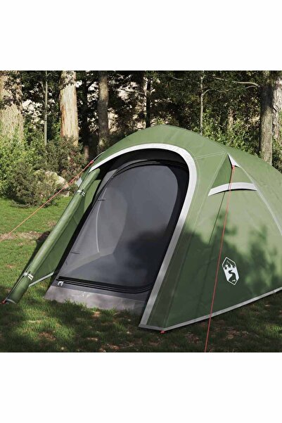 vidaxl Cort de camping pentru 3 persoane, verde, impermeabil