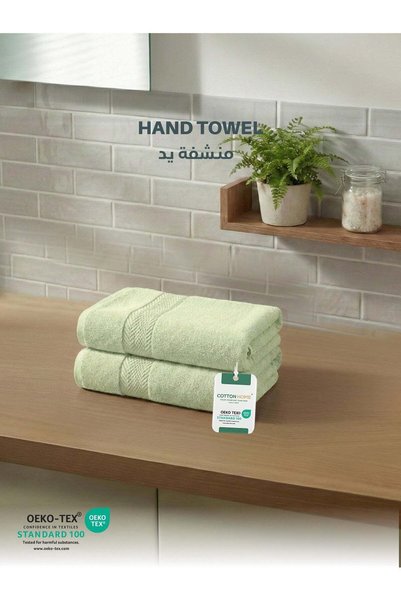 COTTON HOME Premium Cotton Towel 40x70cm 2-Piece Hand Towel 600 GSM Quick Dry Highly Absorbent Mint Green