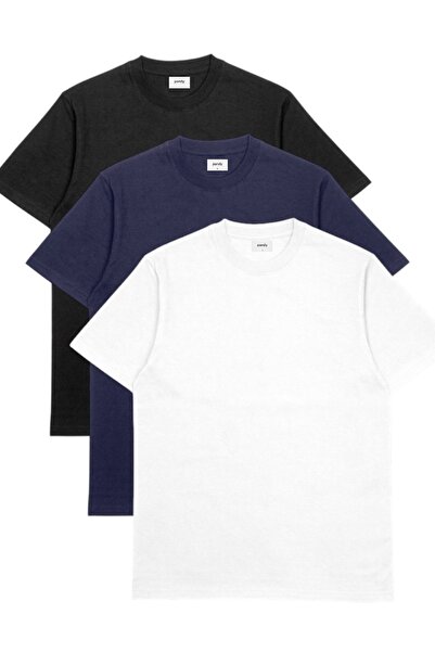 pandy Pachet de 3 tricouri oversize basic cu gât rotund