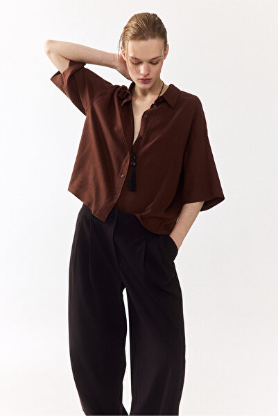 H&M Keten Karışımlı Oversize Gömlek