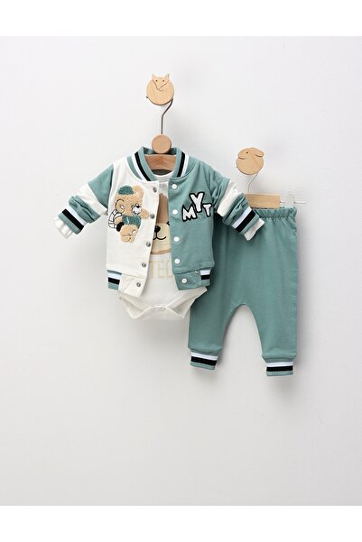 MiniKids Set 3 piese, Mr Teddy, cu verde