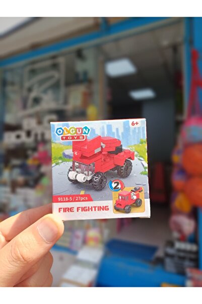 BlcBoutique Mini Yapım Bloklu İtfaiye Aracı Oyuncağı Yapboz Parçalı Sürpriz M...