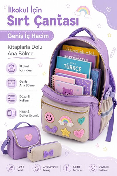 Çanta Trend Set de 3 genți pentru școala primară: Rucsac pentru fete + Cutie ...
