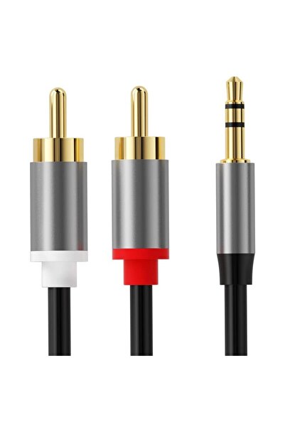 PROCART Cablu audio, mufă jack stereo de 3,5 mm, 2 mufe RCA, lungime 1 metru