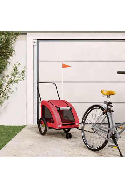 vidaxl Remorcă de bicicletă animale companie, roșu, textil oxford/fier