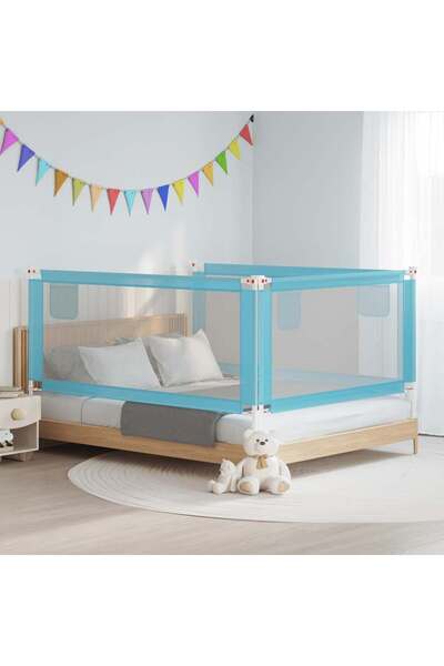 vidaxl Balustradă de protecție pat copii, albastru, 190x25 cm, textil