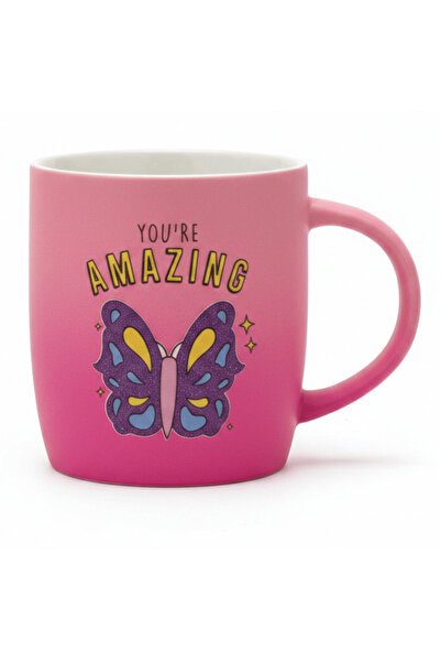 AKDC You're Amazing Pink Butterfly Ceramic Mug – 350 ml | Motivational Gift Mug