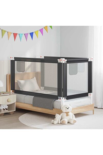 vidaxl Children's bed guardrail, dark gray, 150x25 cm textile